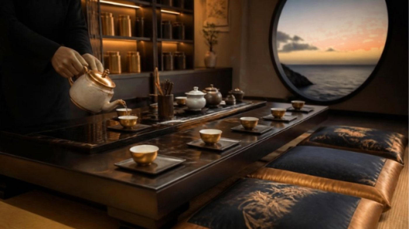 Private ceremony room with a round window over the sea